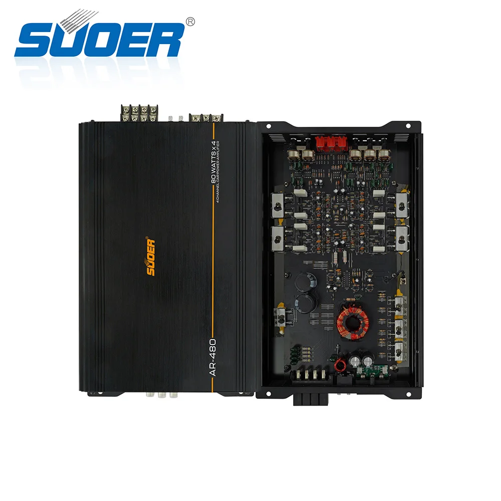 Suoer AR-480 car audio amplifier USA markert good price car amplifier 4*80 watts accept OEM and ODM