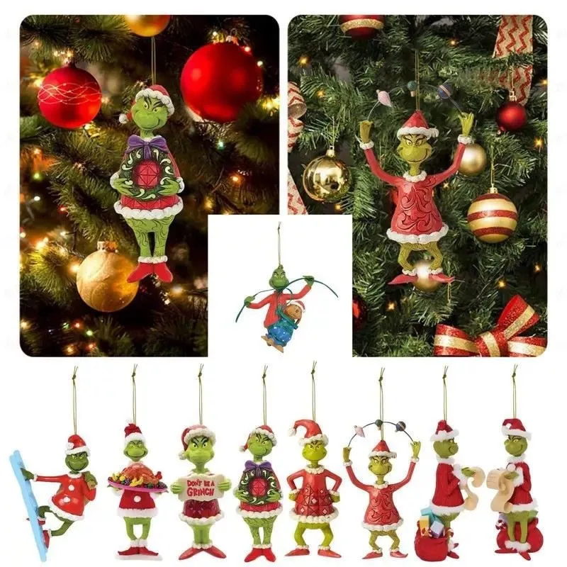 Wholesale Funny Christmas Decor Christmas Acrylic Green Grinchs Xmas Hanging Ornaments Tree Pendant Ornament Accessories