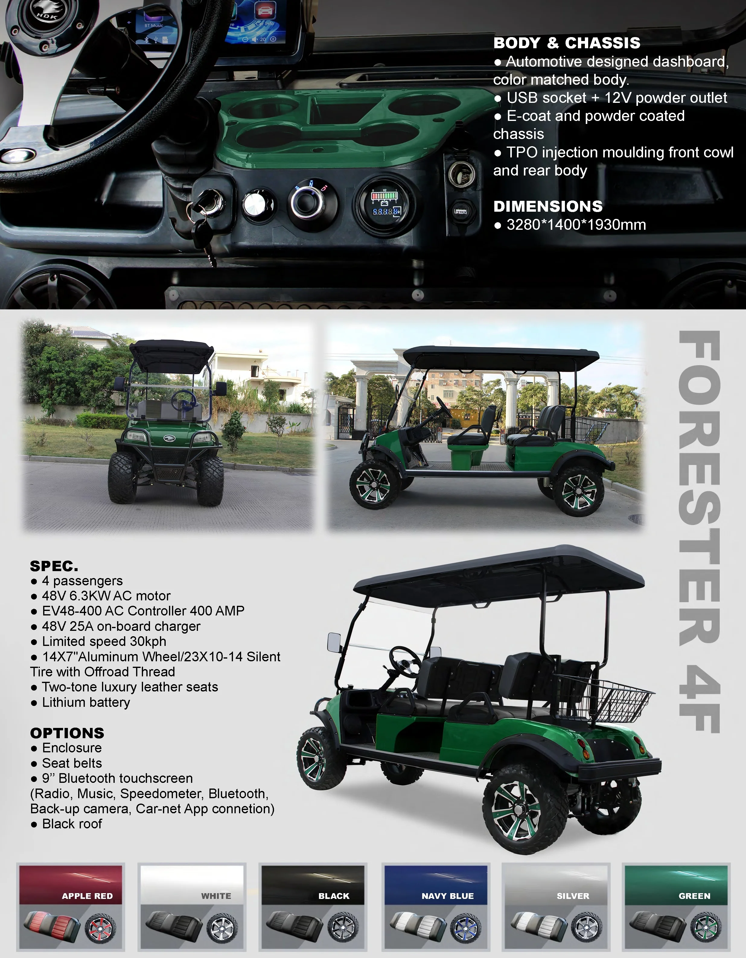 For Sale Wholesale Off Road HDK Evolution Sightseeing Bus Lifted Chinese Buggy Tourist 48V Electric Golf Carts