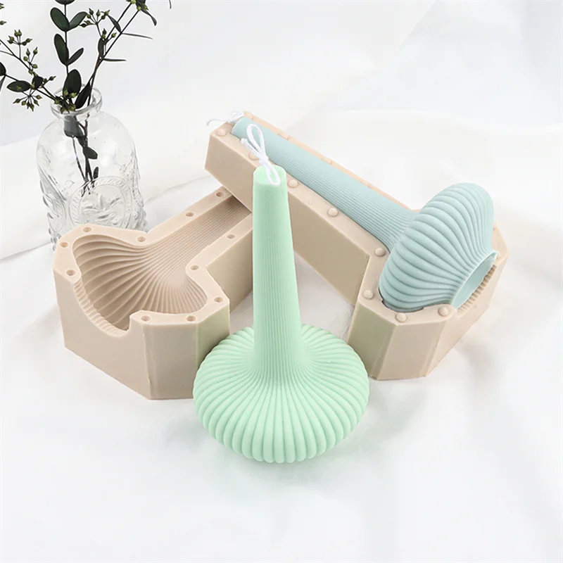 ZO161 Candle Mold 3D Geometric Lines Pillar Silicone Mold DIY Mould for Plaster Soap Making Large Knot Candle Silicone Mold