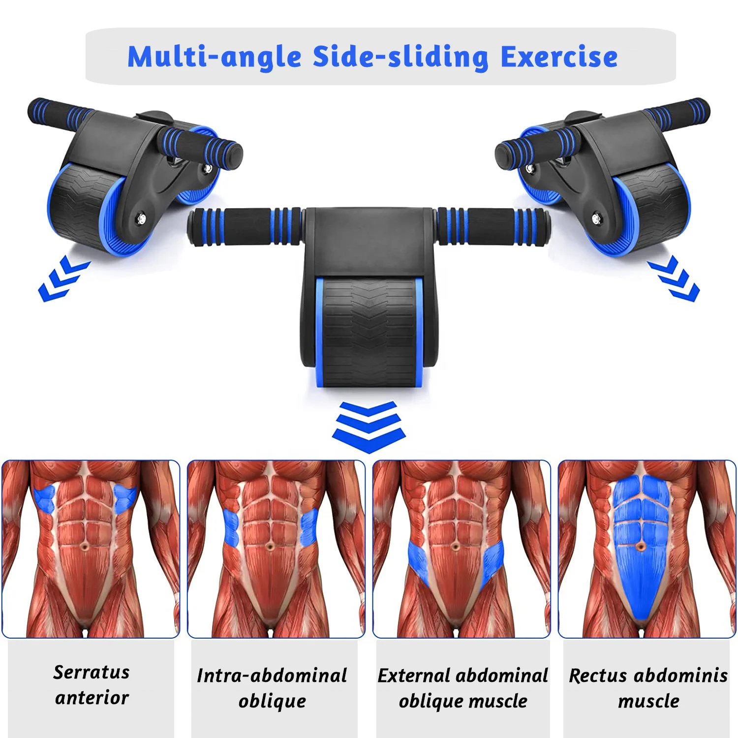 RS Hot Selling Ab Wheel Roller No Noise Ab Automatic Rebound Abdominal Wheel Kit Ab Wheel Workout Equipment for Home