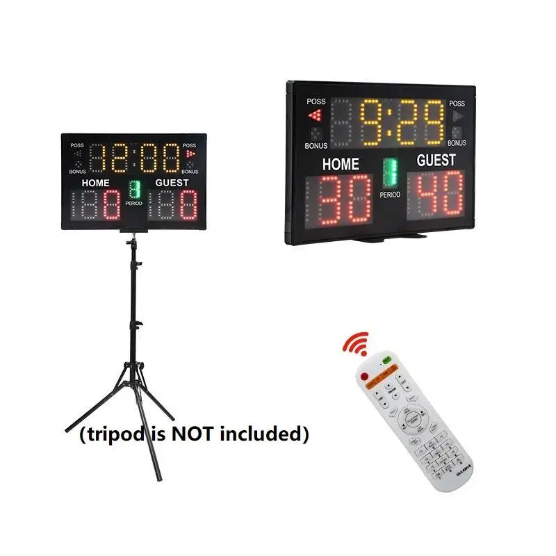 GANXIN Wall-Mounted Professional Battery Powered Electronic Basketball Scoreboard Timer Clock with Remote Buzzer for Multisports