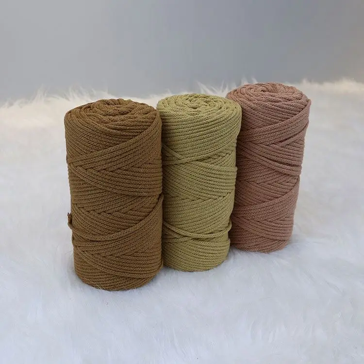 Hand-Knitted Material Round Strand Rope 5Mm Hollow Yarn Braided Cotton Rope