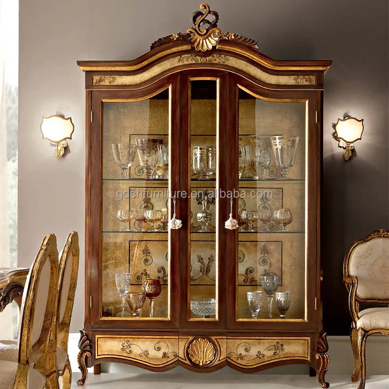 Customized luxury French Royal solid wood hand carved colored drawing long dining table set with 8 chair