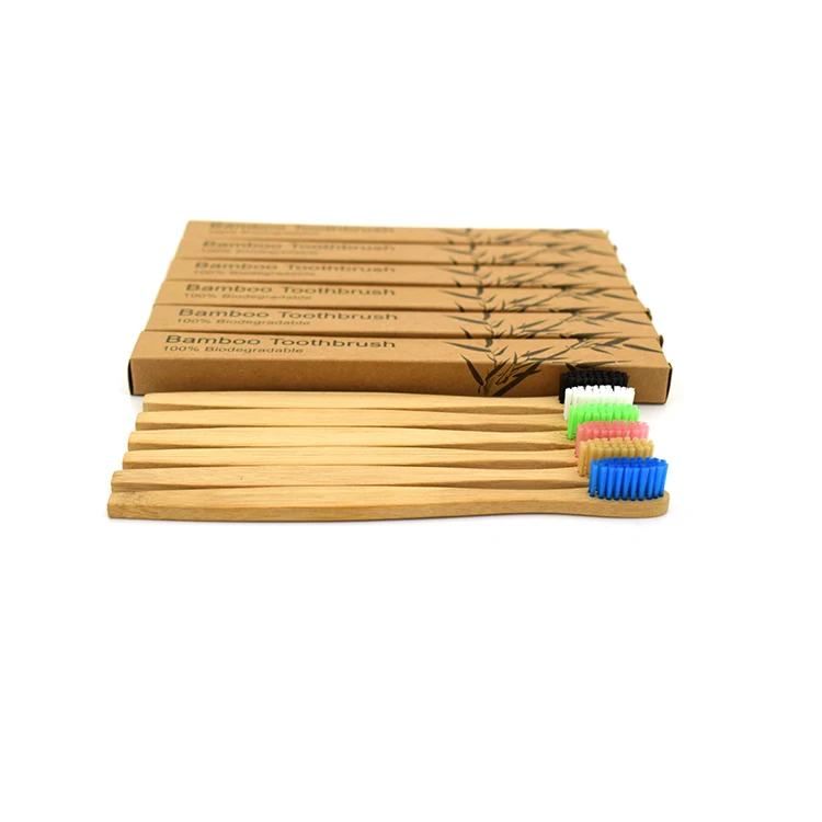 
Good Quality Eco Friendly Wholesale Wooden Custom Logo Biodegradable Bristles Wooden Toothbrush Charcoal 