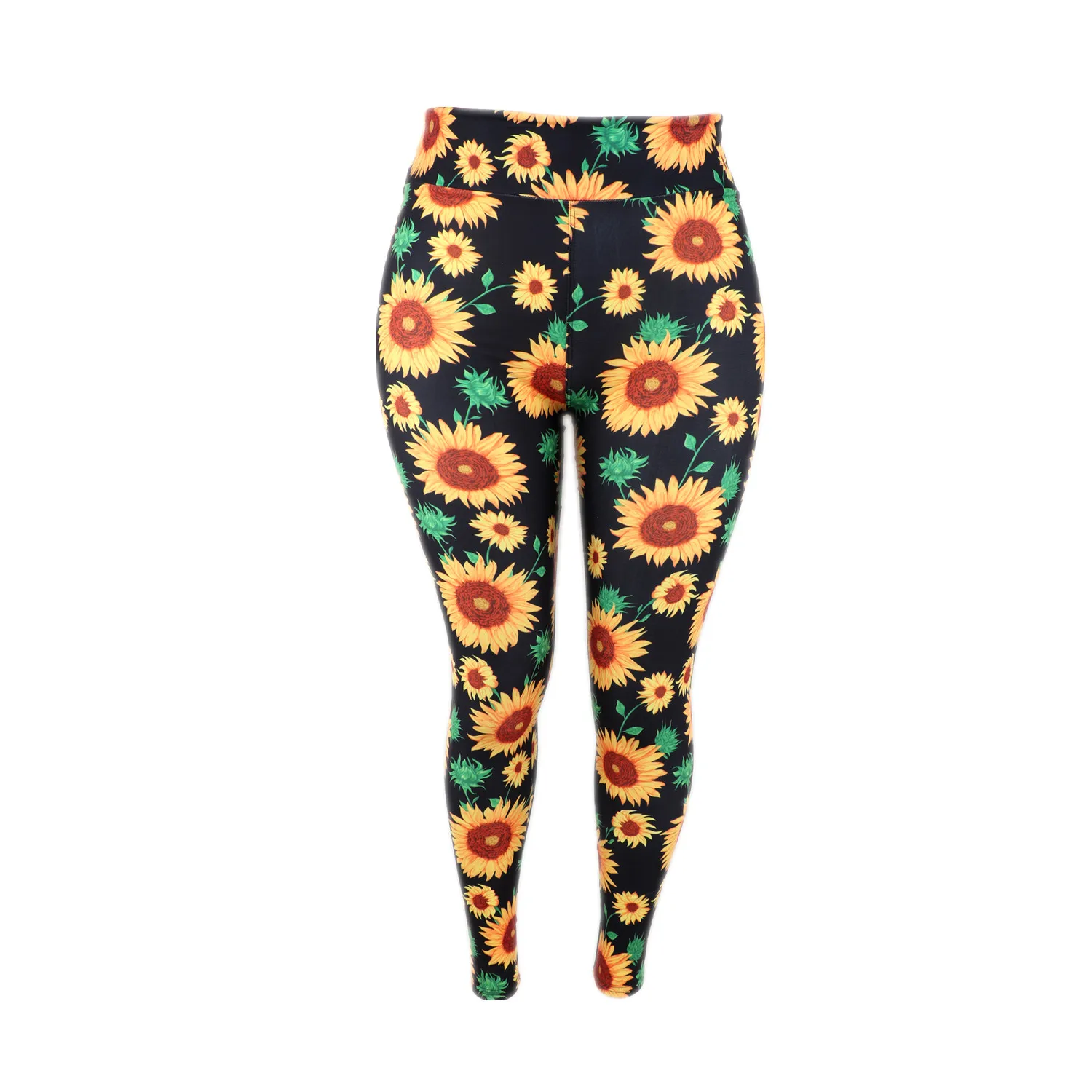 Wholesale custom stretch pants buttery soft Tights 230gsm brushed thick quality Hot Summer Spring Day Sunflowers Leggings