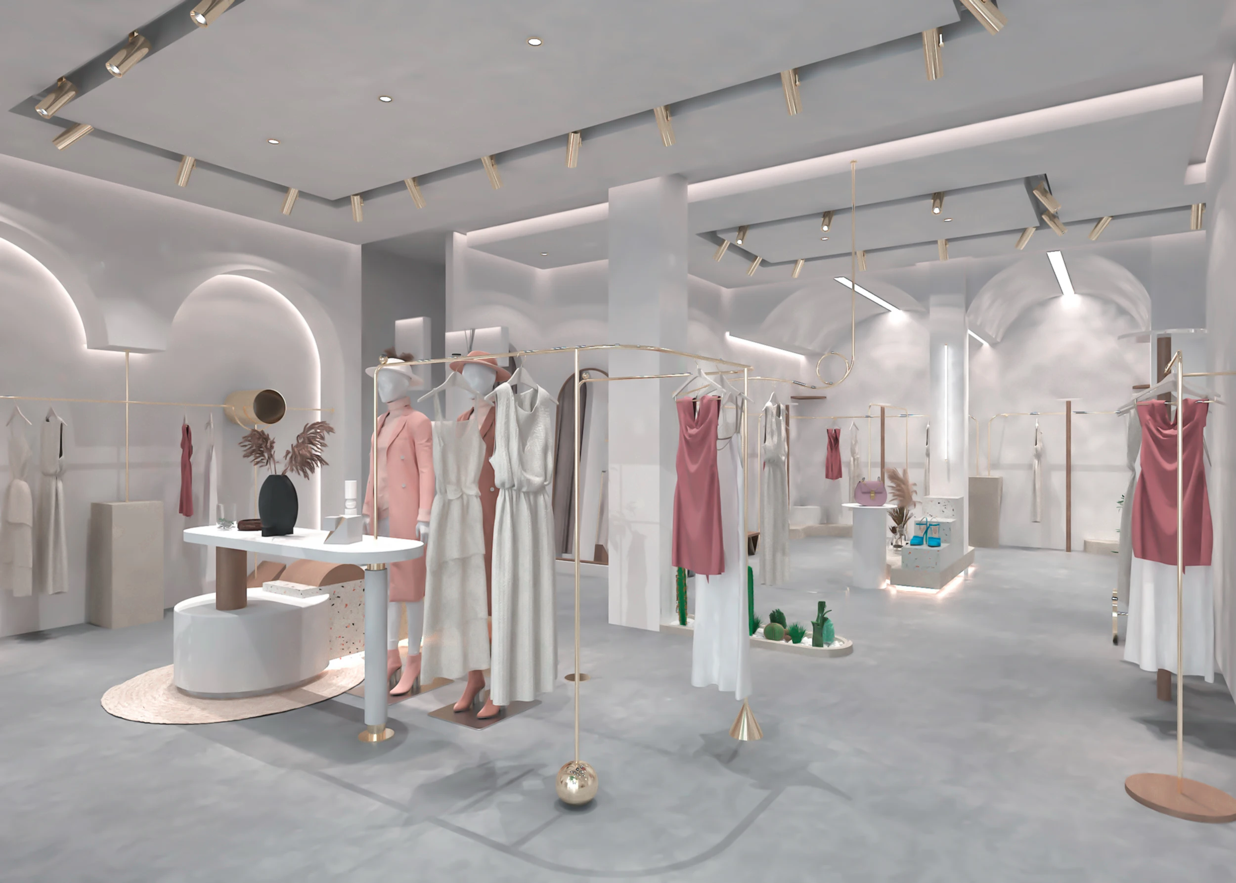 Retail Store Design Clothing Shop Display Stand Women Clothing Shop Rack For Ladies Clothing Shop Interior Design