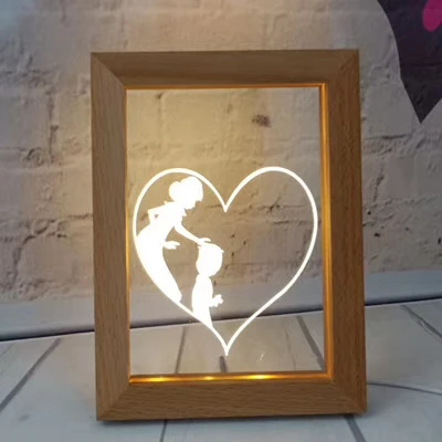 Valentine day usb powered photo frame 3D led heart love acrylic night light