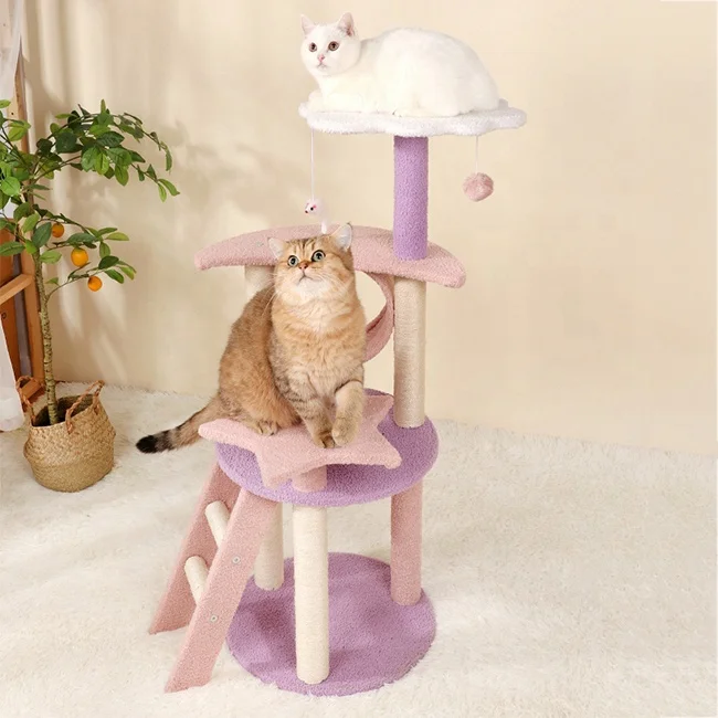 Multi-level Cats Perched Kitten Activity Play House Furniture Tree Sisal Scratching Posts Luxury Cat Tree House For Large Cats