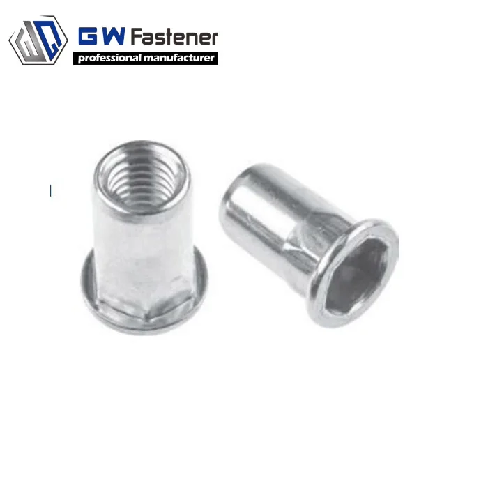 Стальные плоские головки накатанные корпус тонкие стены ребристые большие фланцевые заклепки гайки