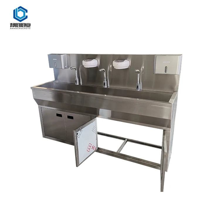 Hot Selling Product Medical Sink Cabinet Stainless Steel Silver Hospital Modern Stone Sink Laundry Sink with Wash Board Stone