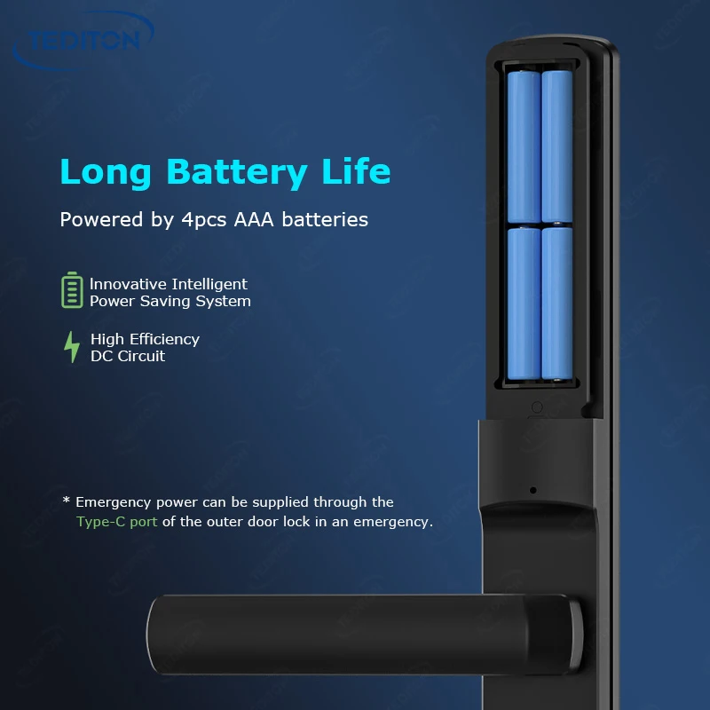 Tediton Waterproof Tuya WiFi Control Smart Digital Aluminum Lock Electronic Fingerprint Smart Lock Door