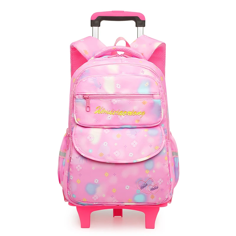 New Trending Custom Kids Waterproof Student Trolley Backpack Pull Rod Bags School Backpack With Wheels