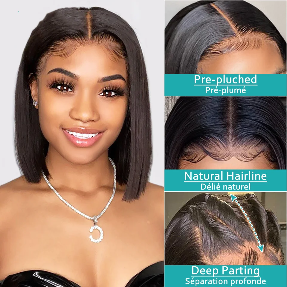 wholesale short perruque bob lace front wigs natural brazilian remy human hair wigs for women pixie cut 5*5 bob human hair wig