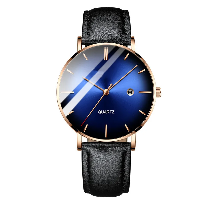 
Your own brand cheap genuine leather watch quartz movement stainless steel business watches men wristwatch de hombre 