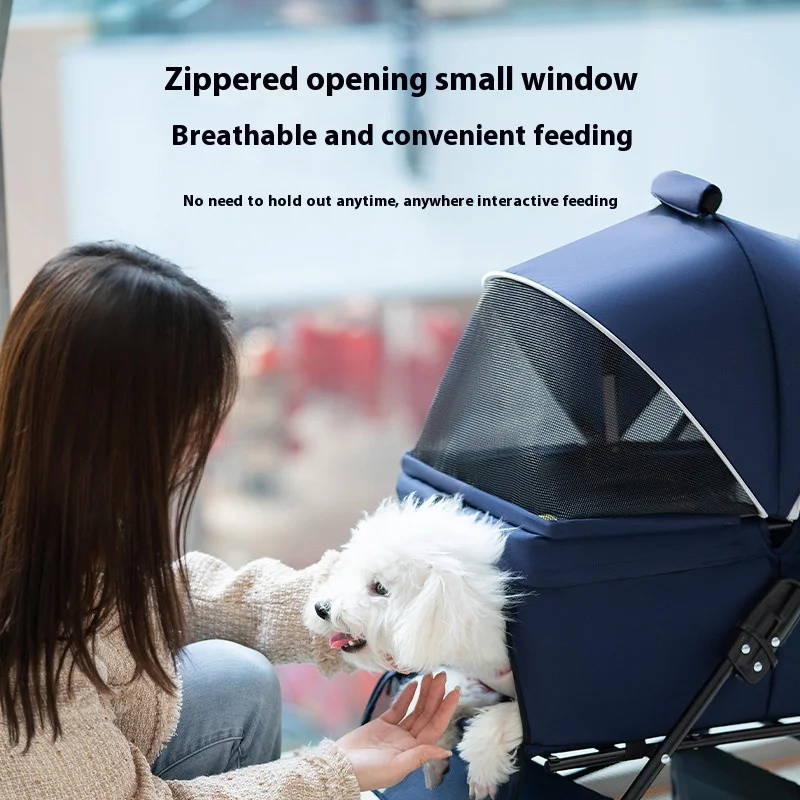 Luxury Cat Dog Stroller Travel Carriers 4 Wheels Portable Folding Pet Stroller Pet Dog Trolley