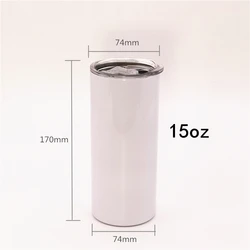 Wholesale Double Wall Stainless Steel Vacuum15oz 20oz Blank Sublimation coating Tumbler Insulated with Lid for Heat Transfer