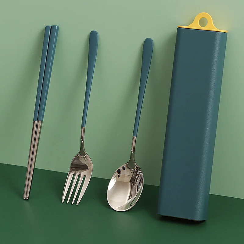 Customized outdoor tableware Travel Camping Spoon Fork Chopstick Set stainless steel 304 Portable Cutlery with case
