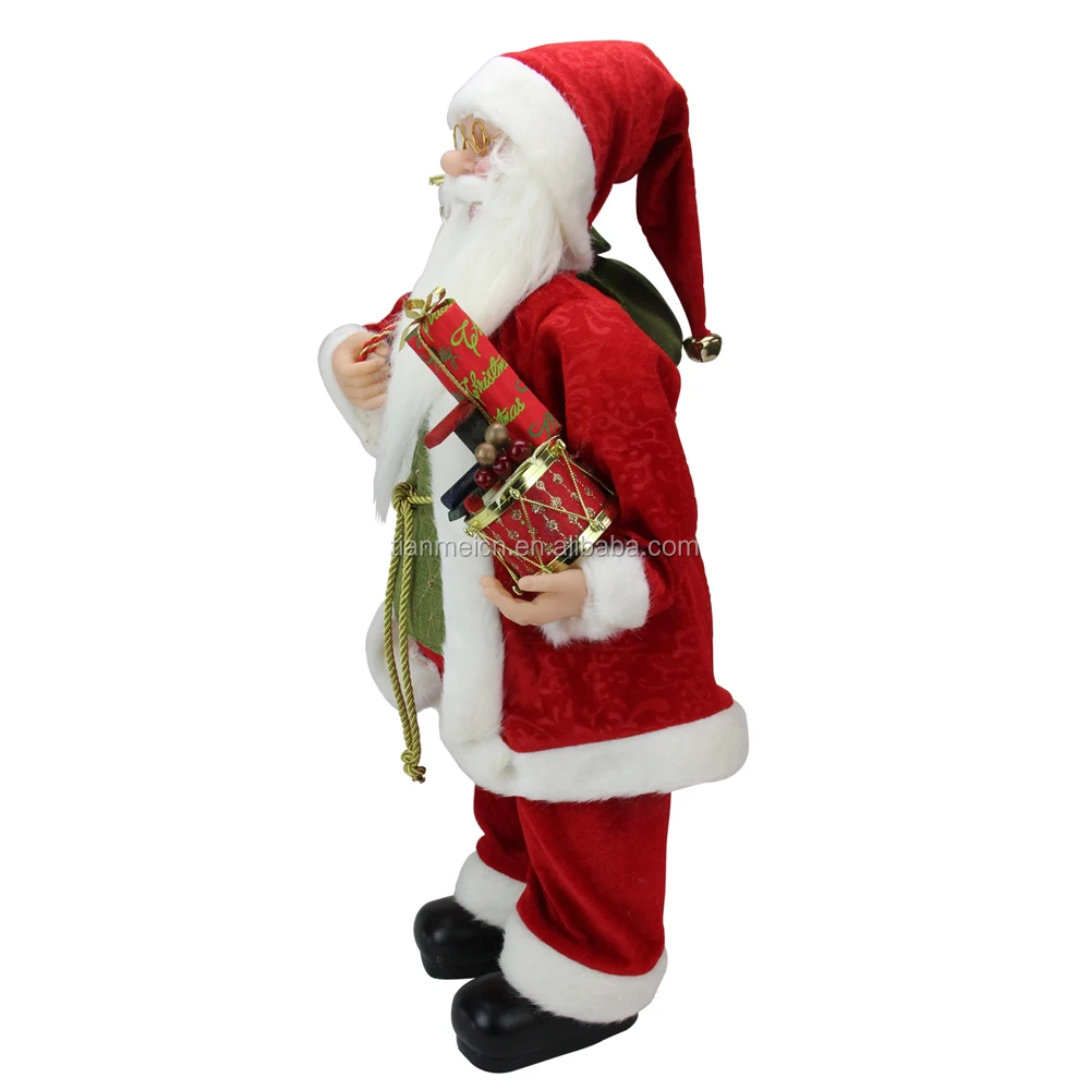 
60cm Christmas Standing Santa Claus Ornament Decoration Figurine Collection Fabric Custom Items Holiday Festival Xmas Plush 