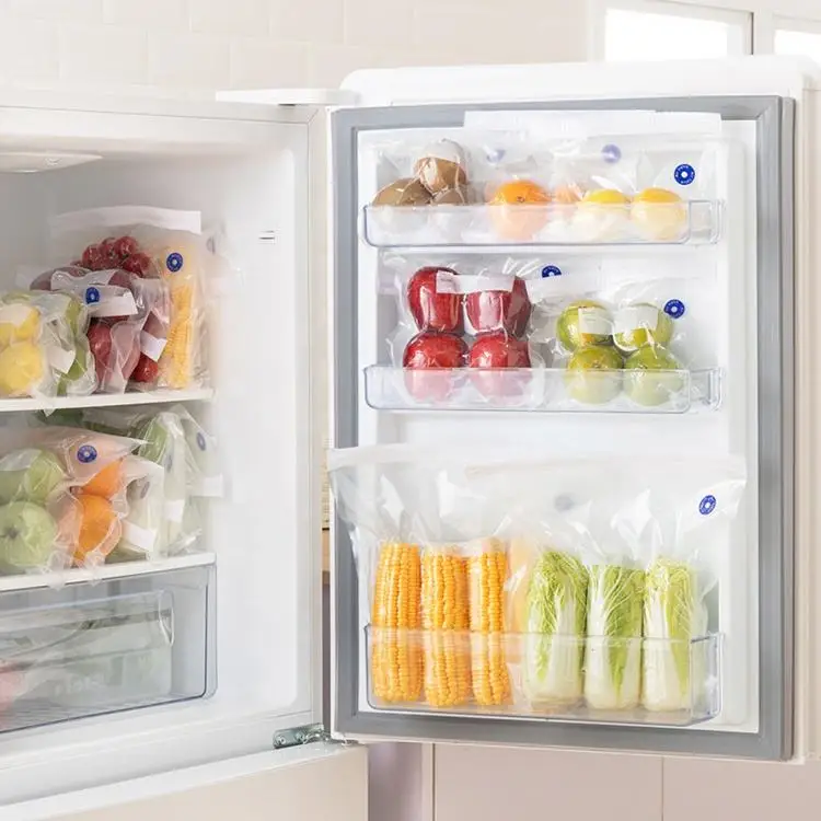 China Supplier Kitchen Storage Bag Food Vacuum Compressed Bag Organizer Kitchen Transparent Sealed Vacuum Reusable Freezer Bag