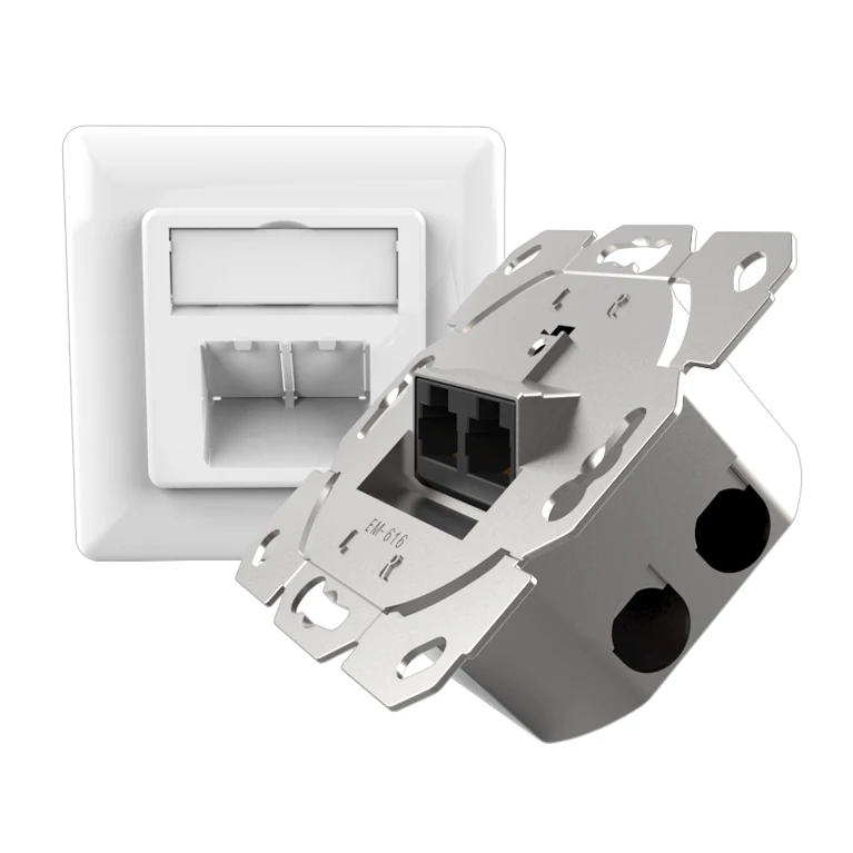 rj45 80x80mm Germany 2 port faceplate  type UTP  Wall wall outlet mounted network face plate