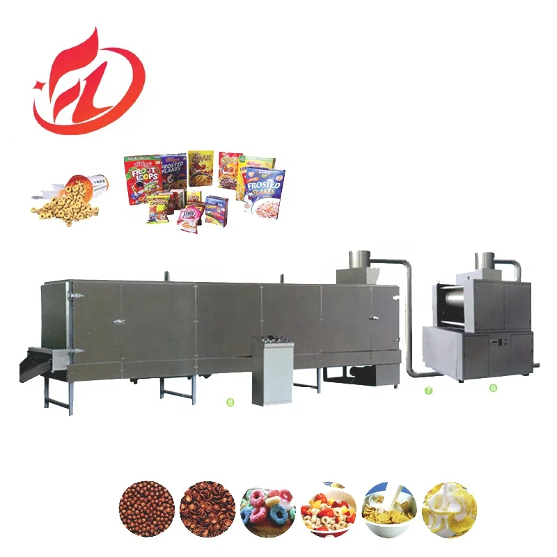 High Productivity Automatic Extruder Production Line for Breakfast Cereals & Corn Flakes Snack Food for Manufacturing Plants