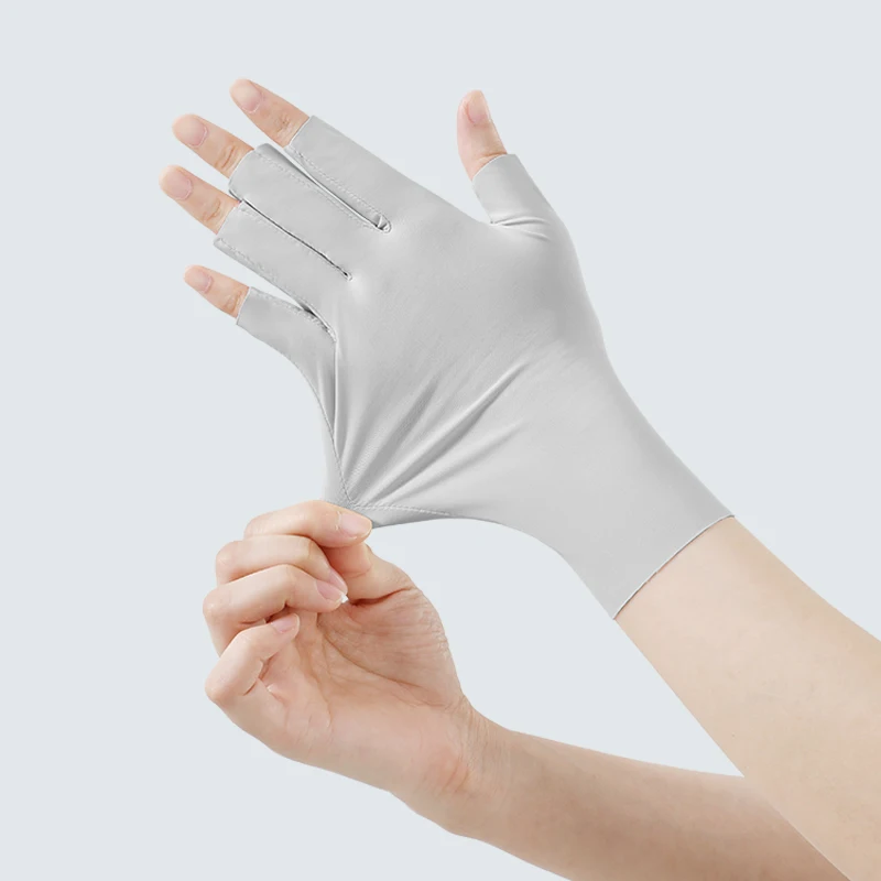 Custom logo anti uv half finger women protective sun summer driving fingerless gloves