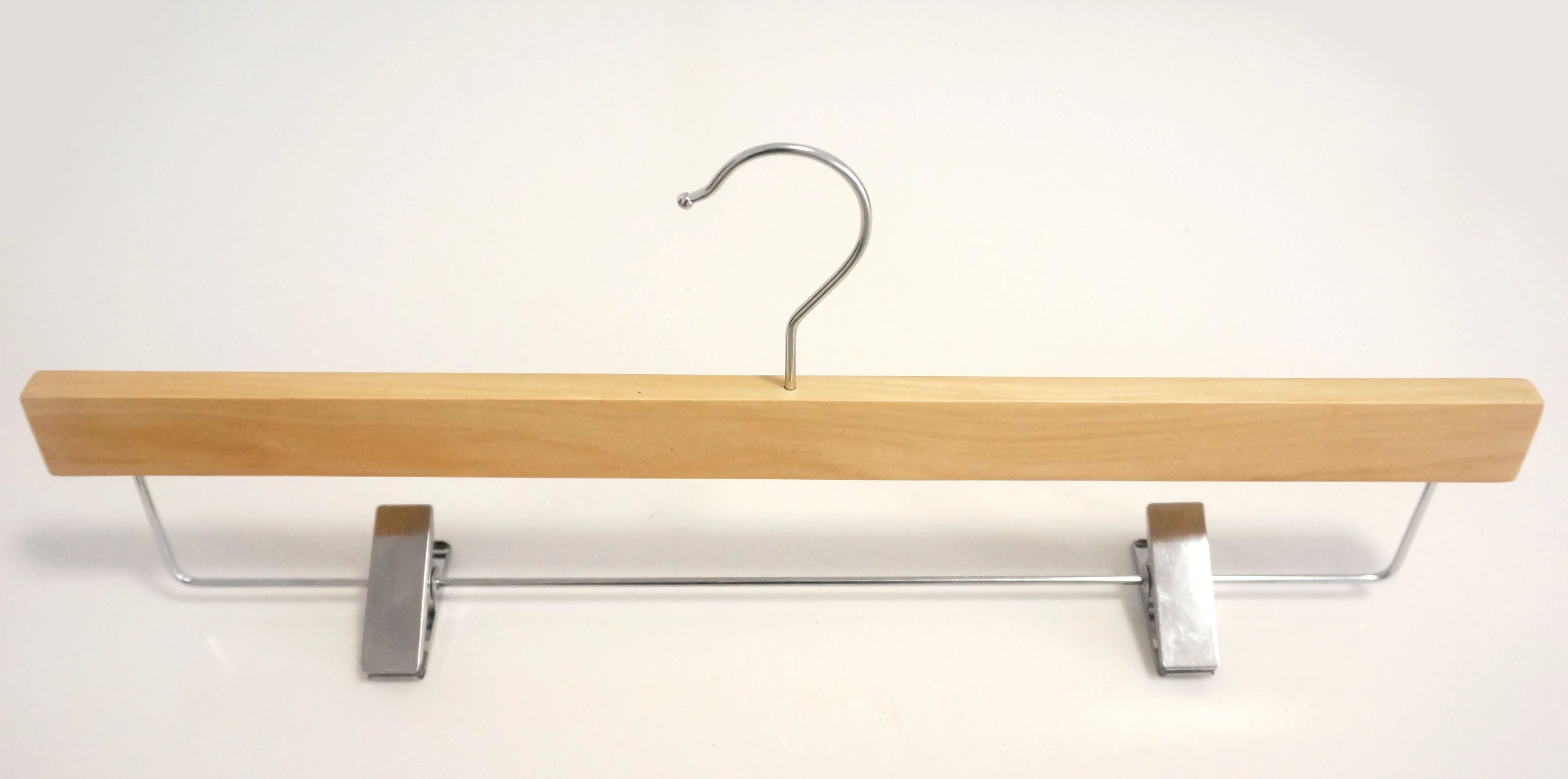 Wholesale hangers for Pants with High Quality Custom Wooden Pants Hangers for Clothes with Clips
