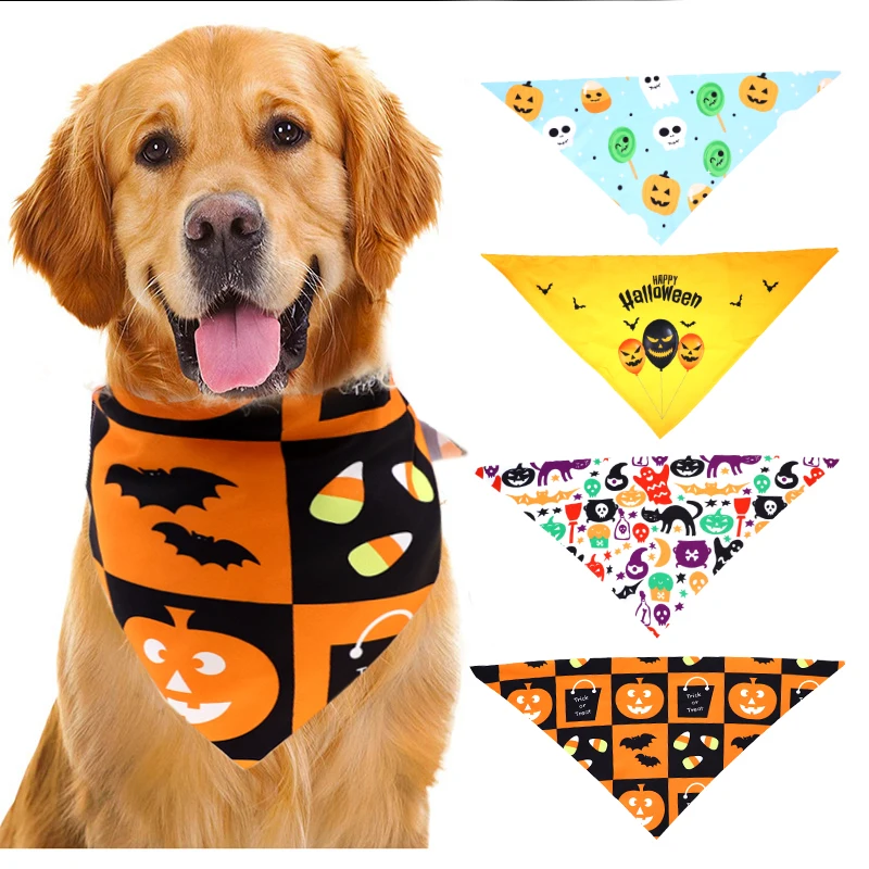 Hot Sale Dog Pumpkin Bandana Holiday Accessories Soft Material Cosplay Pet Triangle Scarf