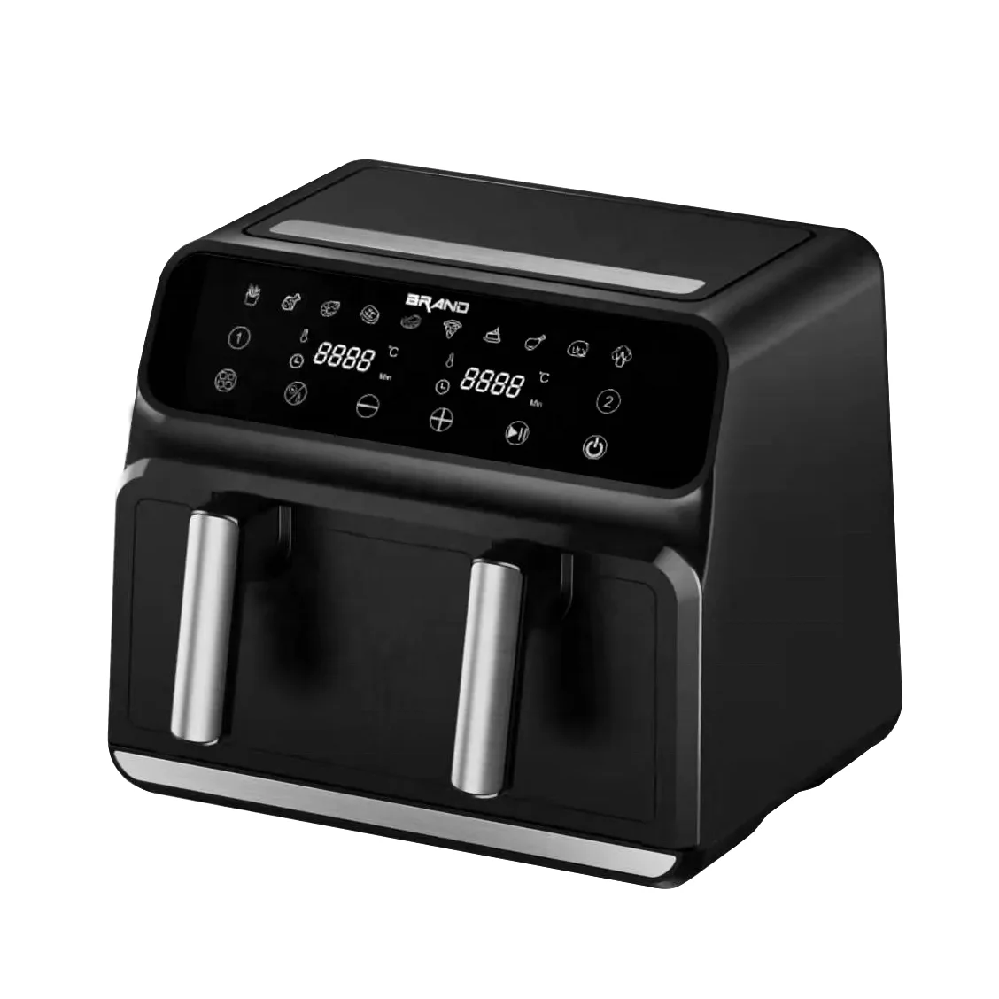 Digital Touch Screen Air Deep Fryer Smart Air Fryer 8L 9L 10L Large Capacity Double Pot 8 Llitres Electric Stainless Steel PTFE