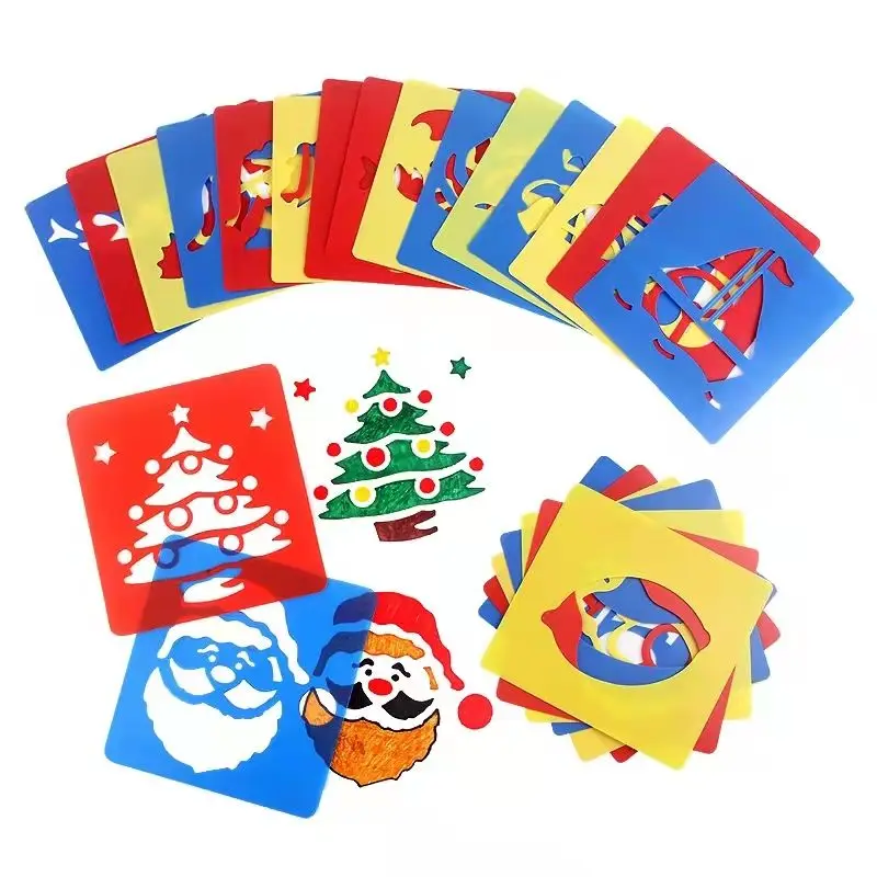 Custom square shaped stencil custom kids drawing plastic stencils for wall painting