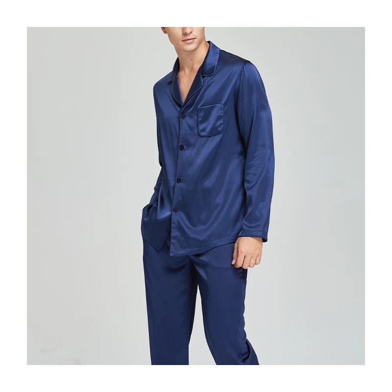 Anti Allergic Silk Pajamas manufacturer 16 Momme Men silk pajamas with Long Sleeves