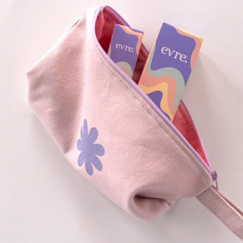 Handmade 100% Cotton Canvas Cosmetic Pouch Bag Heavy Duty Fabric Fashionable Zipper Closure Organizer and Pencil Case