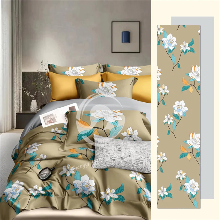 Factory 100% Polyester Microfiber Disperse Woven Bedspread Floral Printed Bed sheet Bilateral 2 Pair Of Pillowcase bedsheets