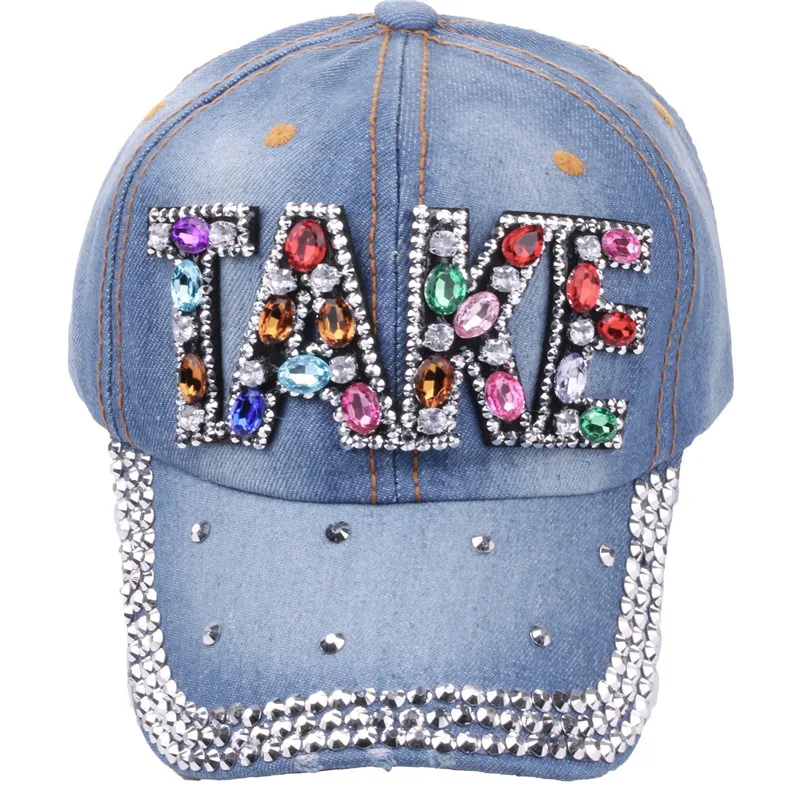 Wholesale Custom Logo Hat High Quality Bling Flash Pearl Casual Baseball Hat Hip Hop Cowboy Sport Baseball Cap for Women Men