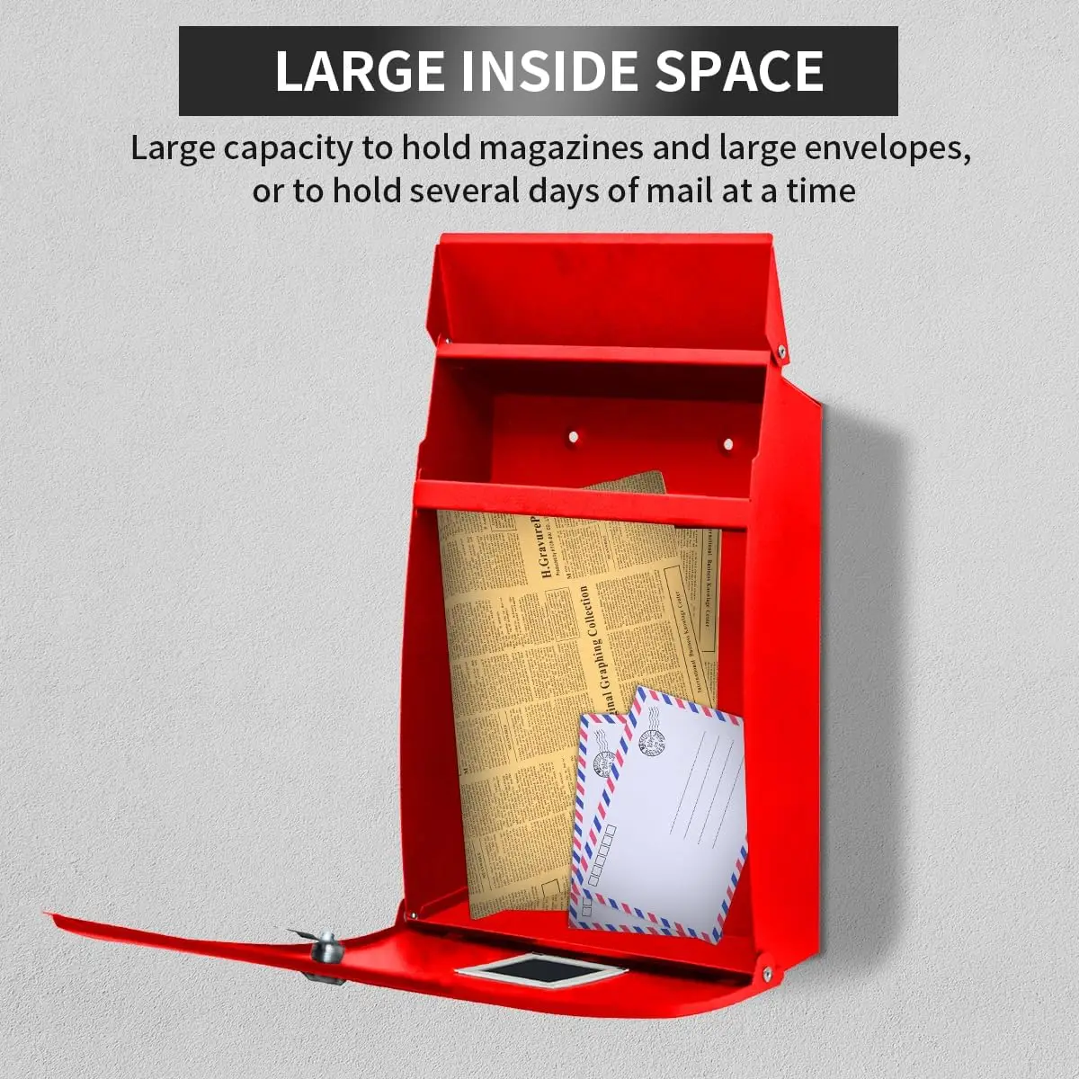 Custom Red Outdoor Metal Wall-Mounted Mailbox with Combination Lock Custom Steel Mailbox for Residential Use