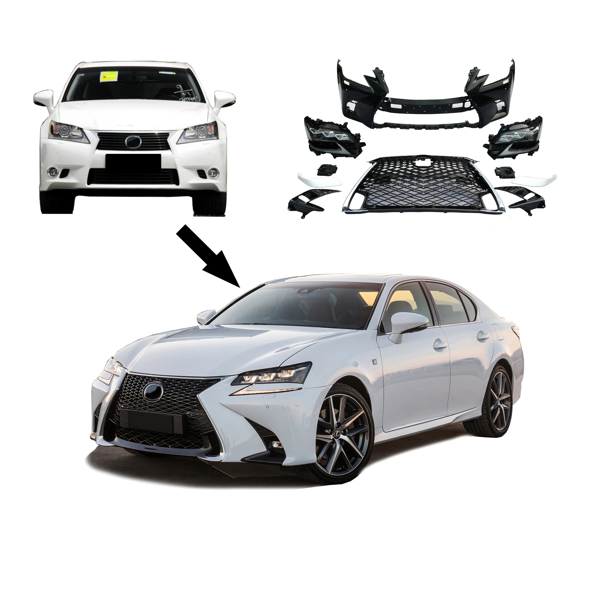 Автомобильный бампер решетка противотуманная Крышка корпуса комплекты для LEXUS 2012 2017 GS250 GS350 GS450