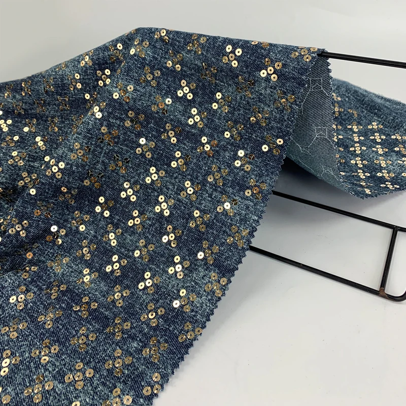 Джинсовая ткань с блестками
