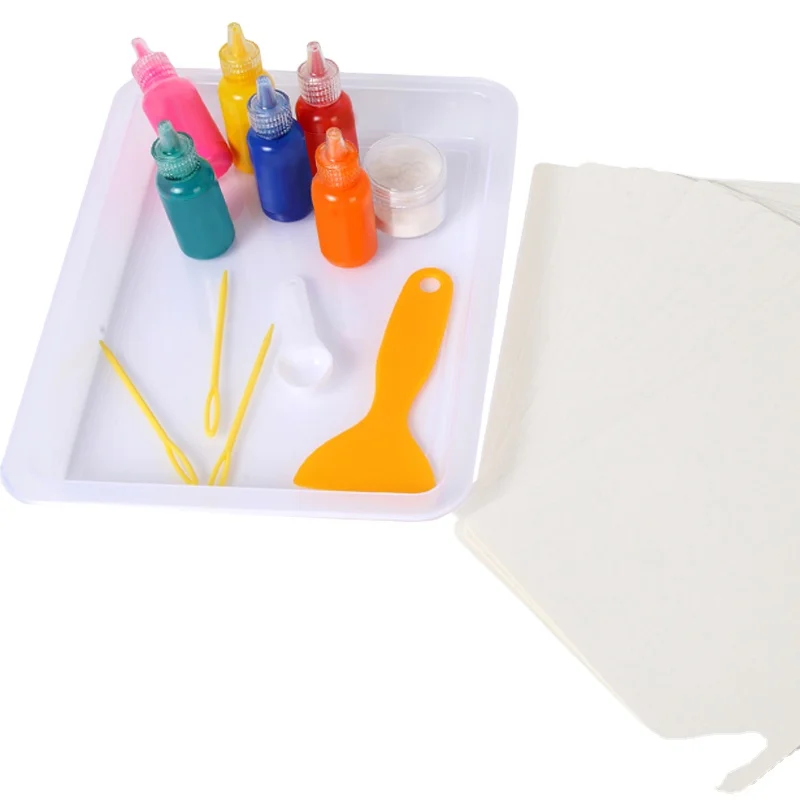 8 видов цветов волшебный Diy мрамор Набор для рисования, плавательный круг из картина под мрамор Набор для рисования