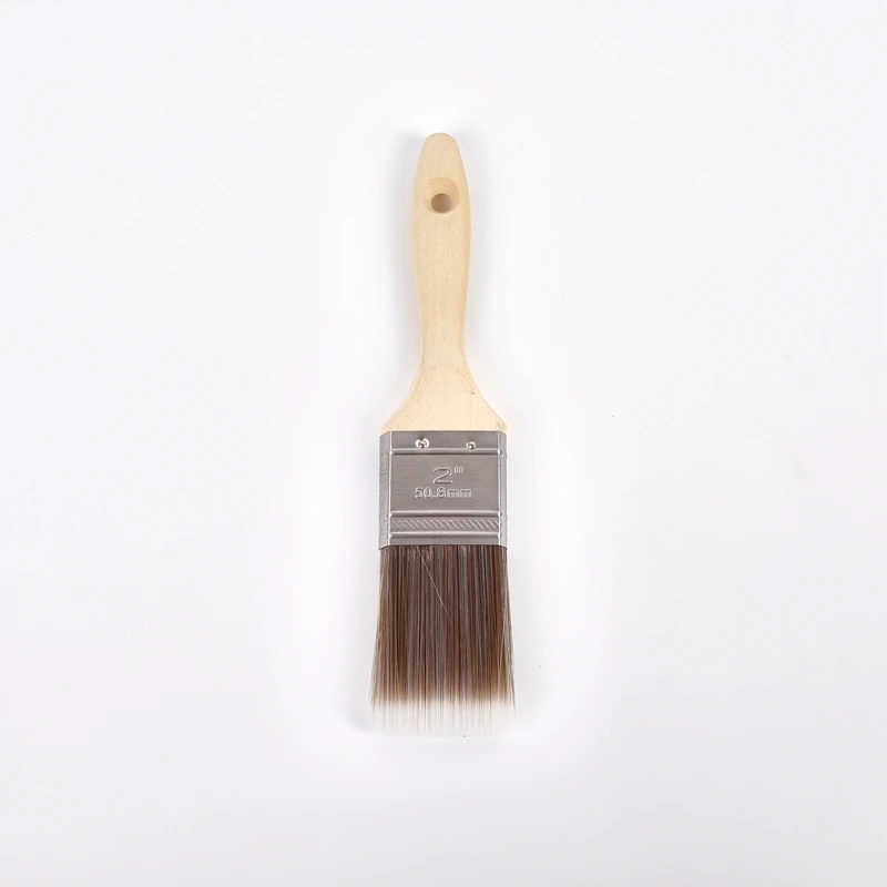 White and brown hair wooden handle brush flat paint brush painting roller tool wooden cleaning scrub paint brush