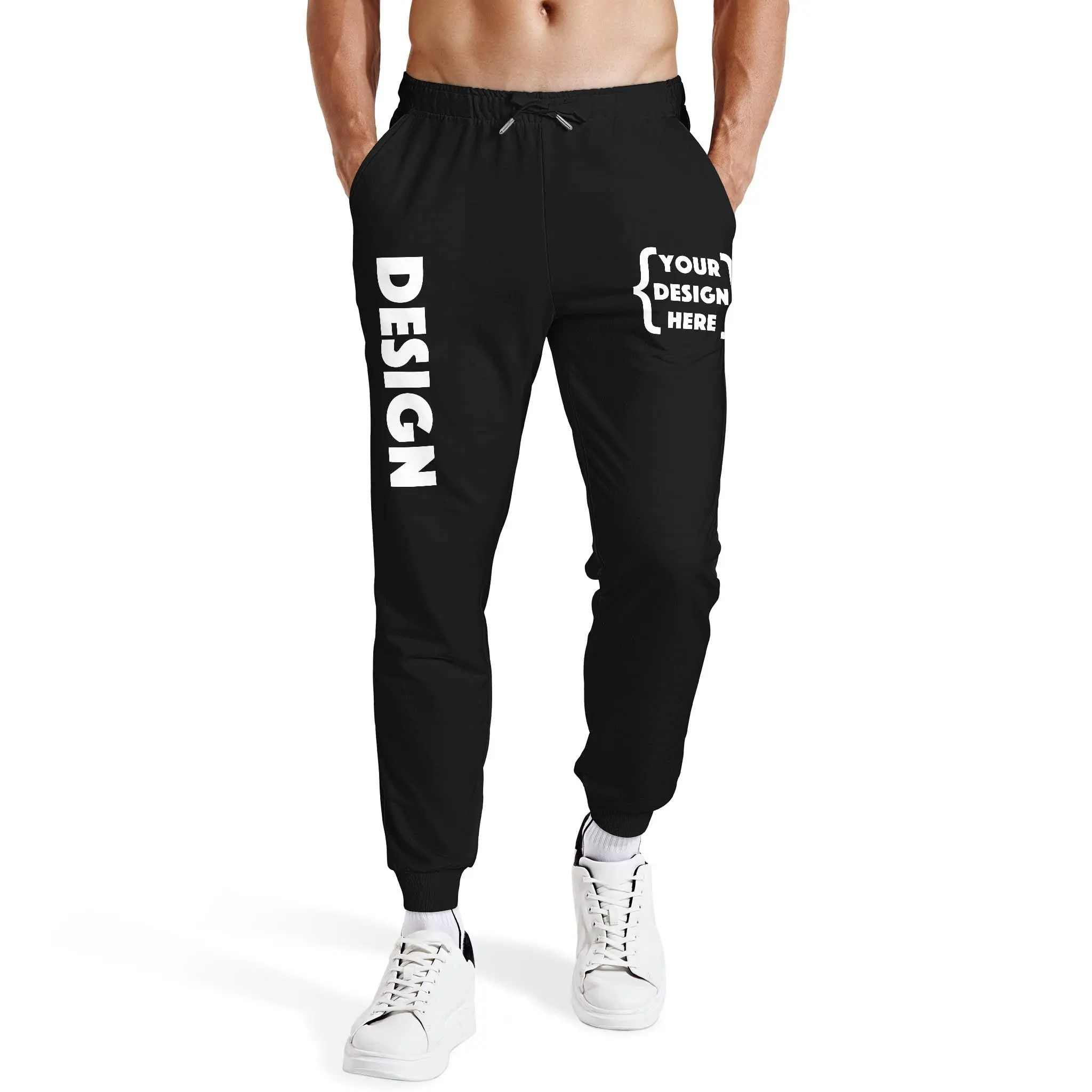 Wholesale Custom Sweat Pants with Logo Text Design Track Pants Men Sport Pants for Men Elastic-Waist Drawstring Travel Jogger