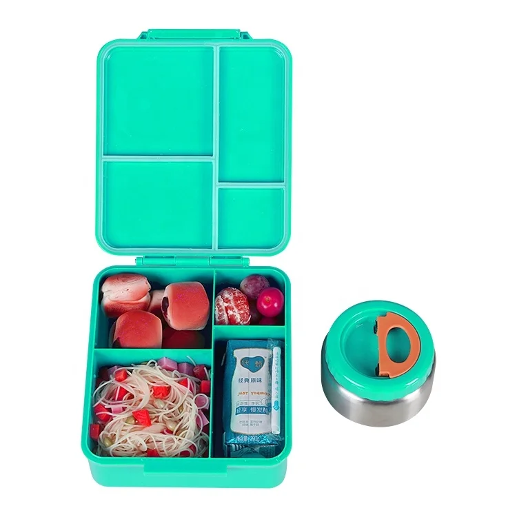 Aohea Plastic Lunch Box Rectangle 4 Compartment Bento Bpa Free Mcirowave Safe Kids Lunchbox