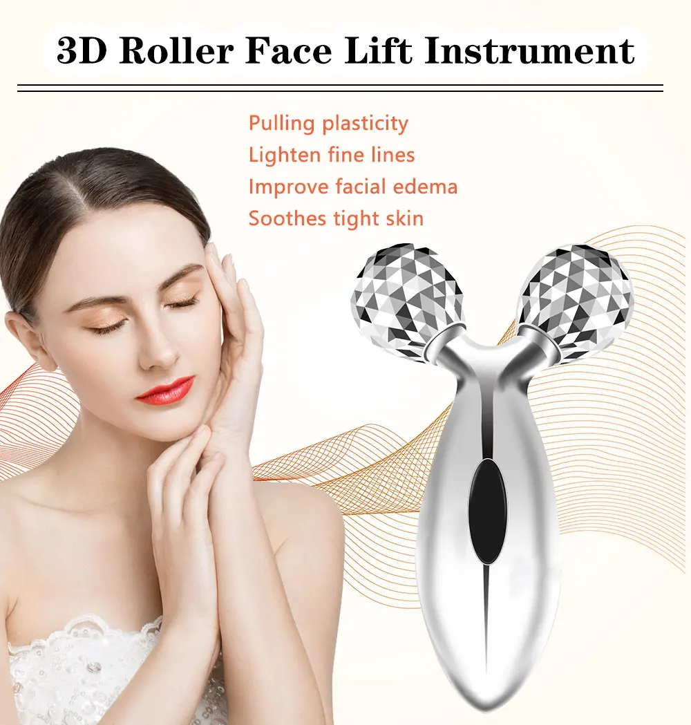 Reduce Wrinkles Y Shape Metal Handled V Face Lifting 3d Face Massage Roller