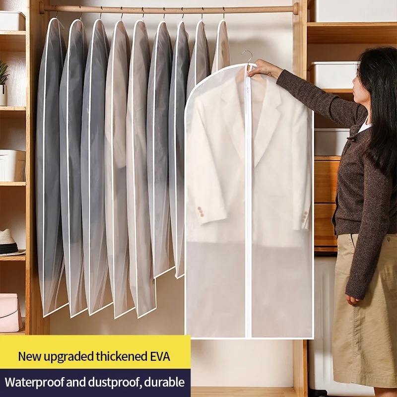 Clothes dust bag household transparent waterproof coat suit cover washable clothes hanging bag clothing clothing dust cover