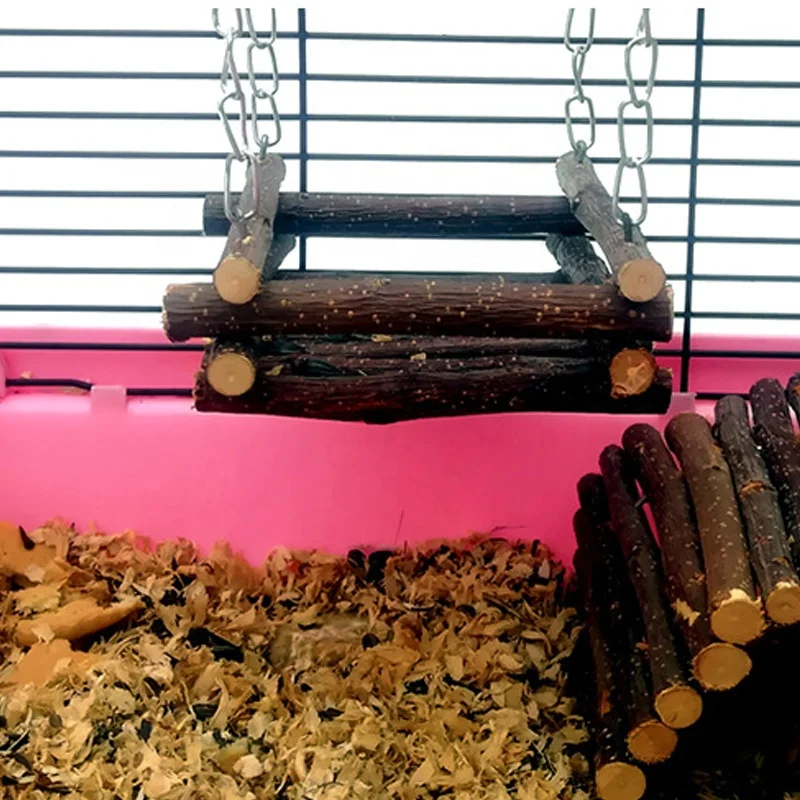2020 China Wooden Branch Hamster Rabbit Bed Chinchilla Swing Squirrel Hammock Guinea Pig Pedal Small Pet Toy Molar Supplies