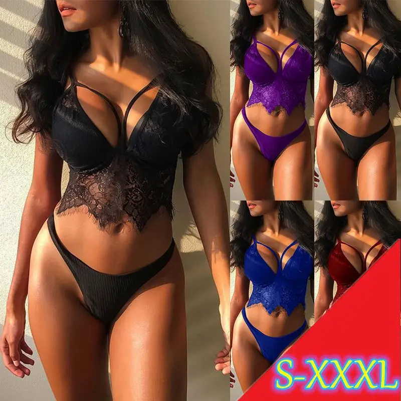 YP162 New Triangle Cup Sexy Bra Set Ultra Thin Underwear Fashion Sexy Teddy Lingerie Bodysuit Sexy Lingerie For Fat Women
