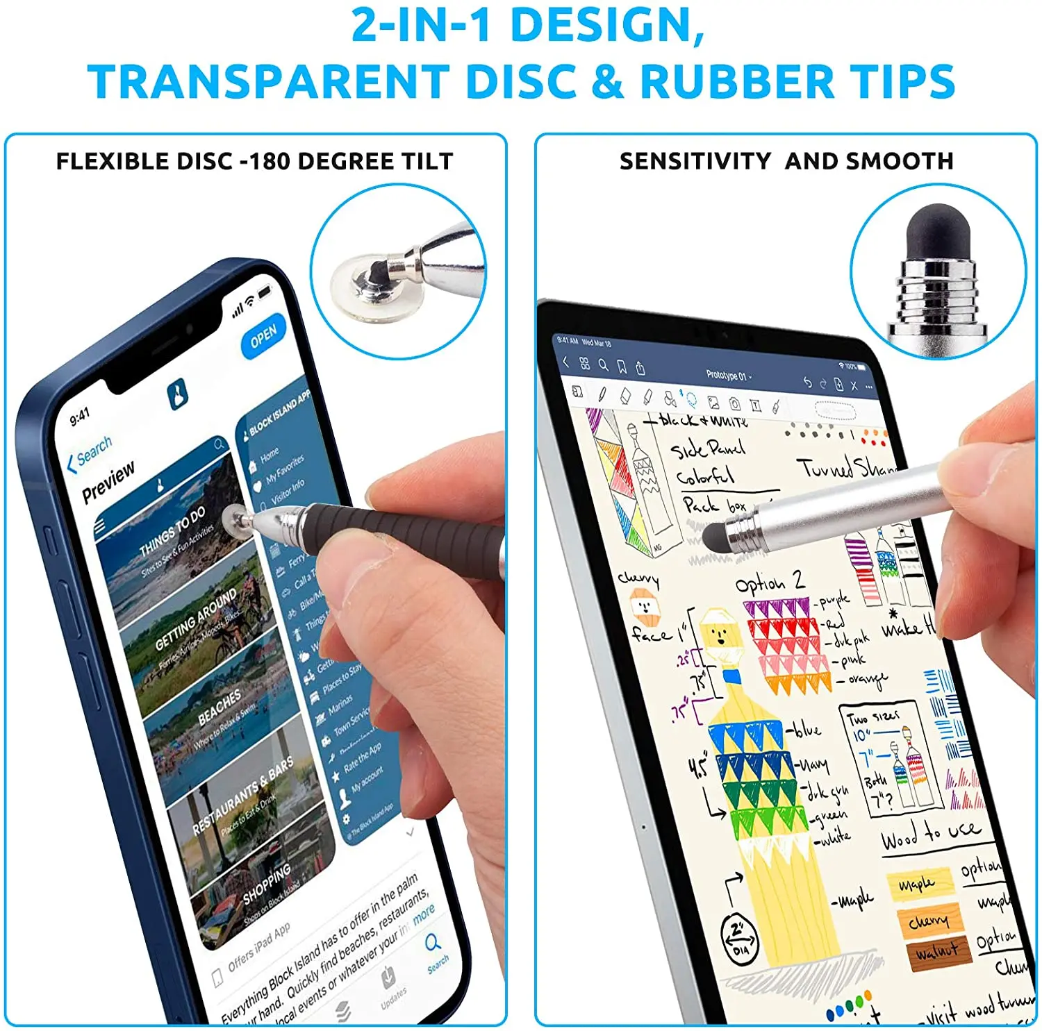 
Universal Anti-fingerprints Soft Nib Capacitive Touch Screen Stylus Pen Compatible for All Touch Screen Smartphones and Tablets 