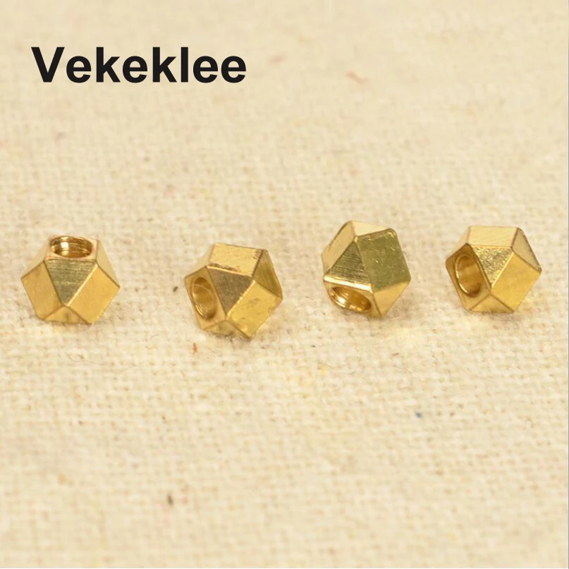 Diy Accessory Square Metal Jewelry Fashion Fishing carved square raw brass solid cube hexagon beads