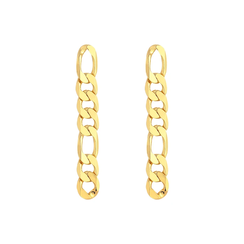 2021 New Metal Gold Geometric Chain Modelling Fashion Drop Earrings Long Contracted Temperament Women Earrings Trend