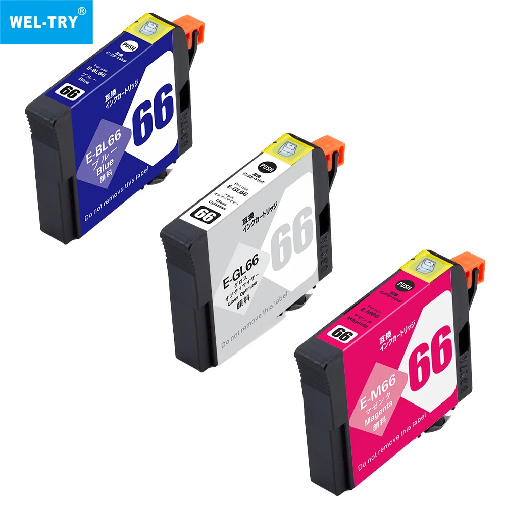 WEL-TRY ICBK66 ICC66 ICM66 ICMB66 ICBL66 ICOR66 ICR66 ICGL66 Premium Compatible Color Inkjet Ink Cartridge for Epson PX-7V